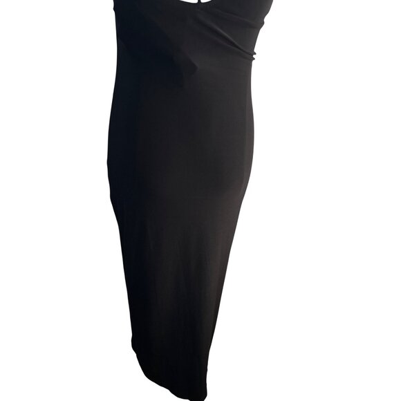 ZARA NWT Black Medium Midi Dress With Built-In Cups & Spaghetti Straps - Picture 12 of 16